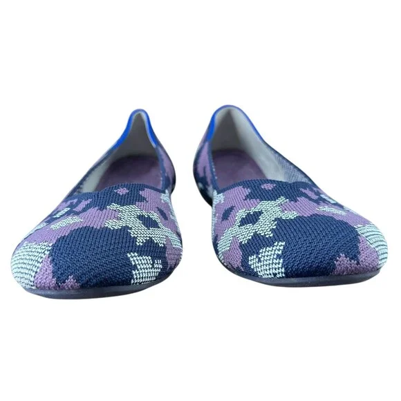 Rothy’s The Flat 11.5 Violet Botanicamo Camo Knit Ballet Shoe Gray Purple Retire - Picture 6 of 9